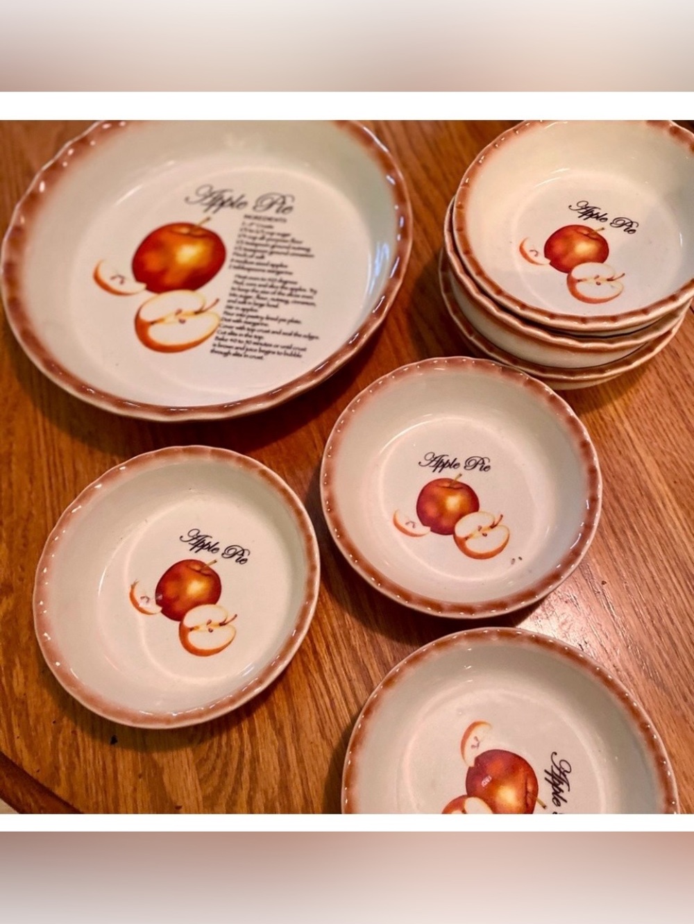 7 Pcs Set Pier 1 Imports Ceramic Apple Pie Baking Dish with Matching Serve-ware.